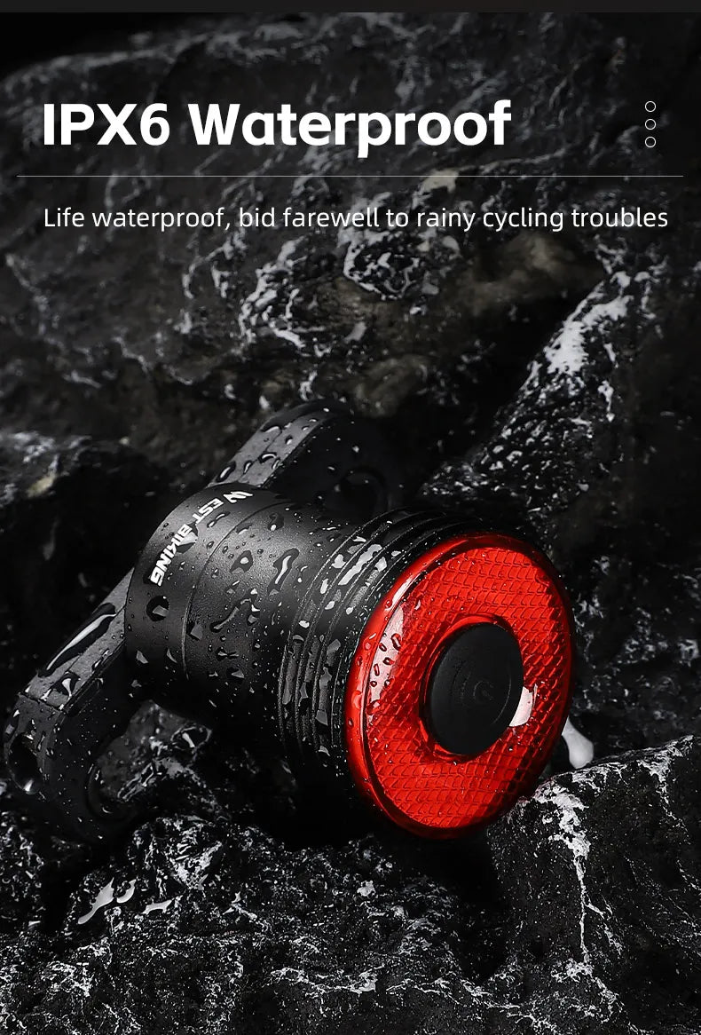 WEST BIKING Bike Tail Light Smart Sensing MTB Road Bike Rear Light  IPX6 Waterproof Type-C Charging Taillight Cycling Accessory
