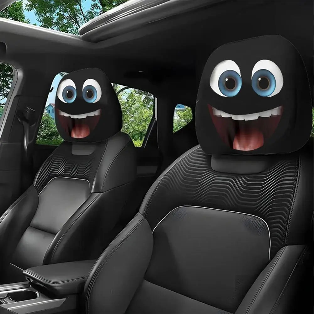 Funny Car Headrest Cover Elastic Slip On Seat Protector Mystery Interior Auto
