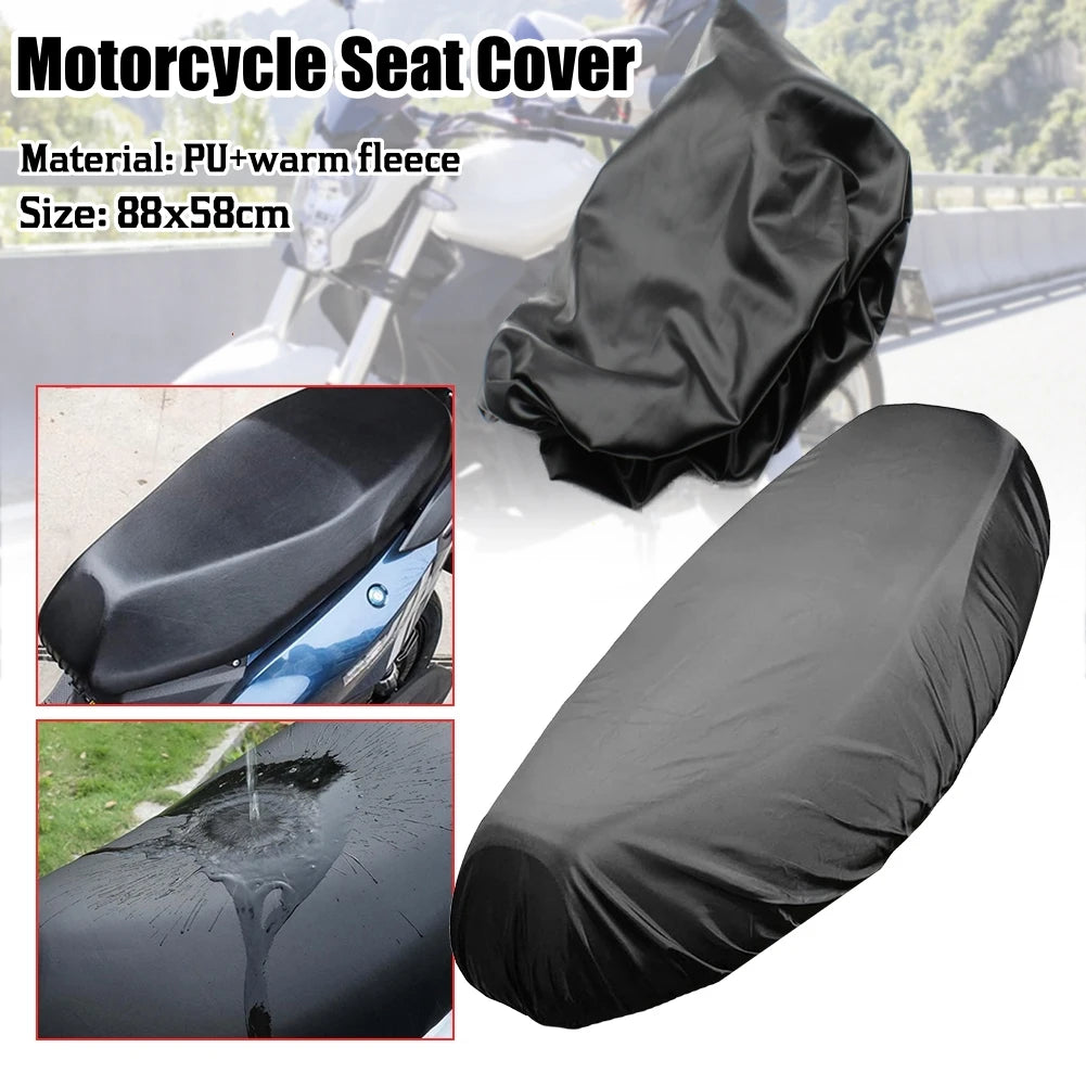 Motorcycle Seat Cover Waterproof Sunscreen Dust UV Protector Cushion Elastic PU