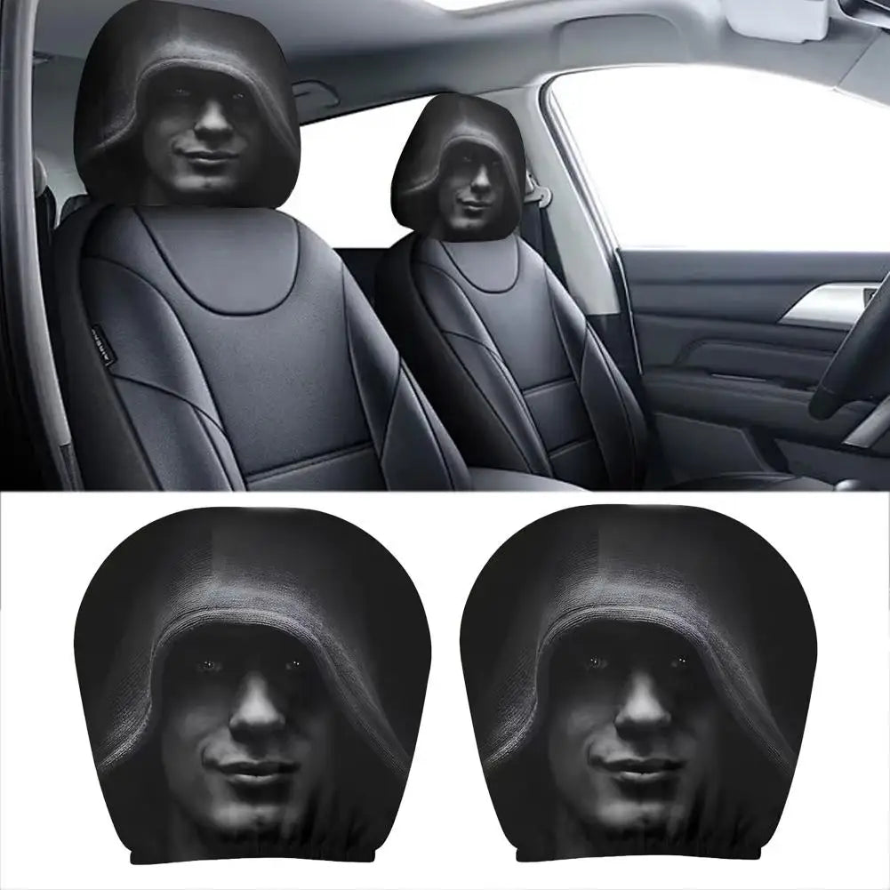 1 Pair High quality Universal Fit Car Headrest Covers Funny Mysterious Printed