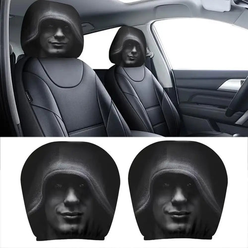 1 Pair High quality Universal Fit Car Headrest Covers Funny Mysterious Printed