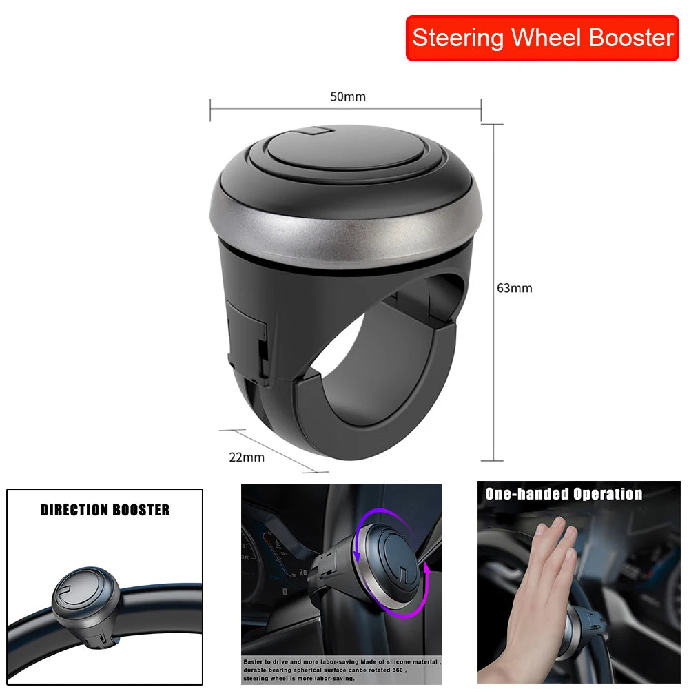 Labor Saving Car Steering Wheel Booster Spinner Knob Truck Tractor Forklift 360