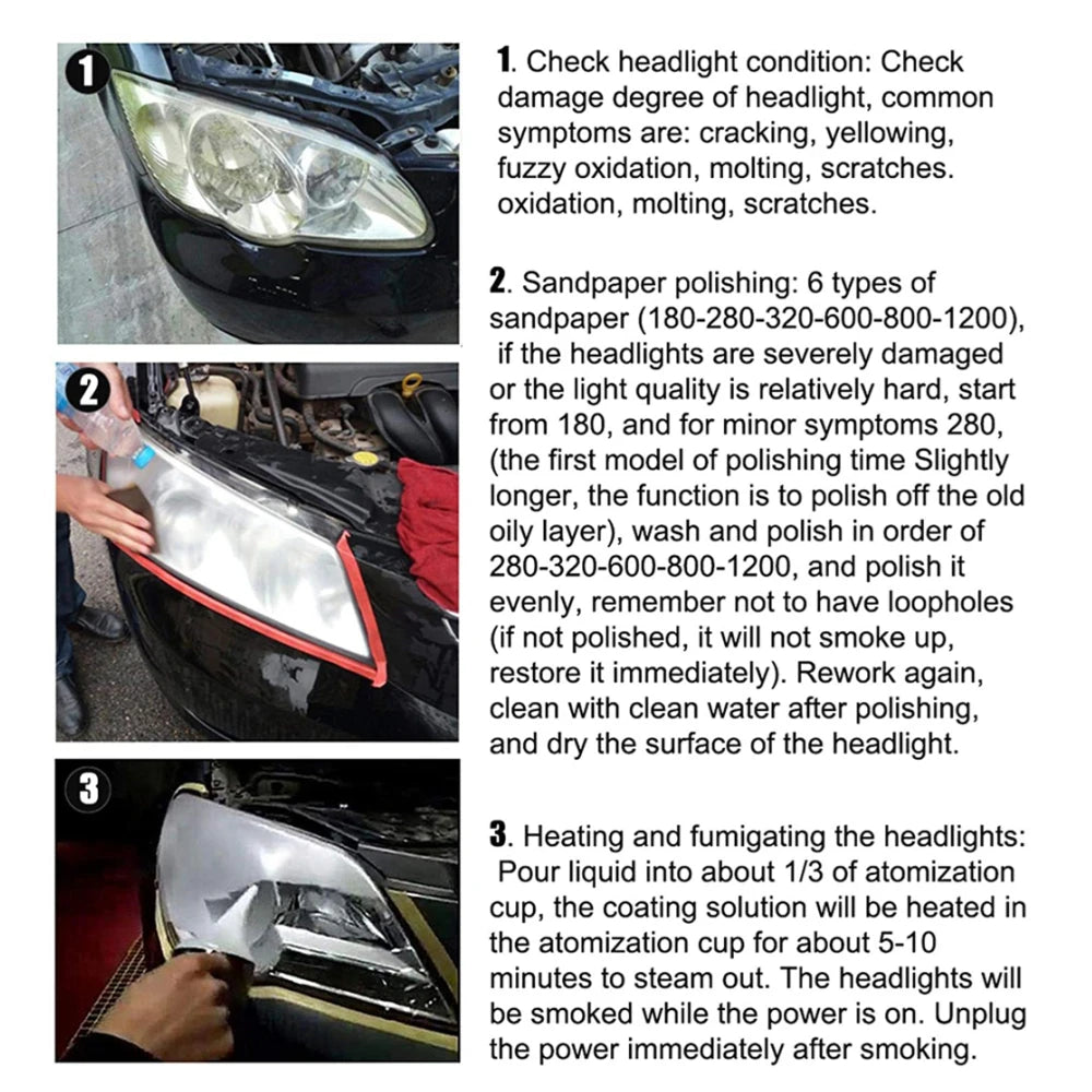 800ML Car Headlight Restoration Automotive Cleaning Kit Car Headlight Renovation Light Restoration Liquid Polymer for Headlights