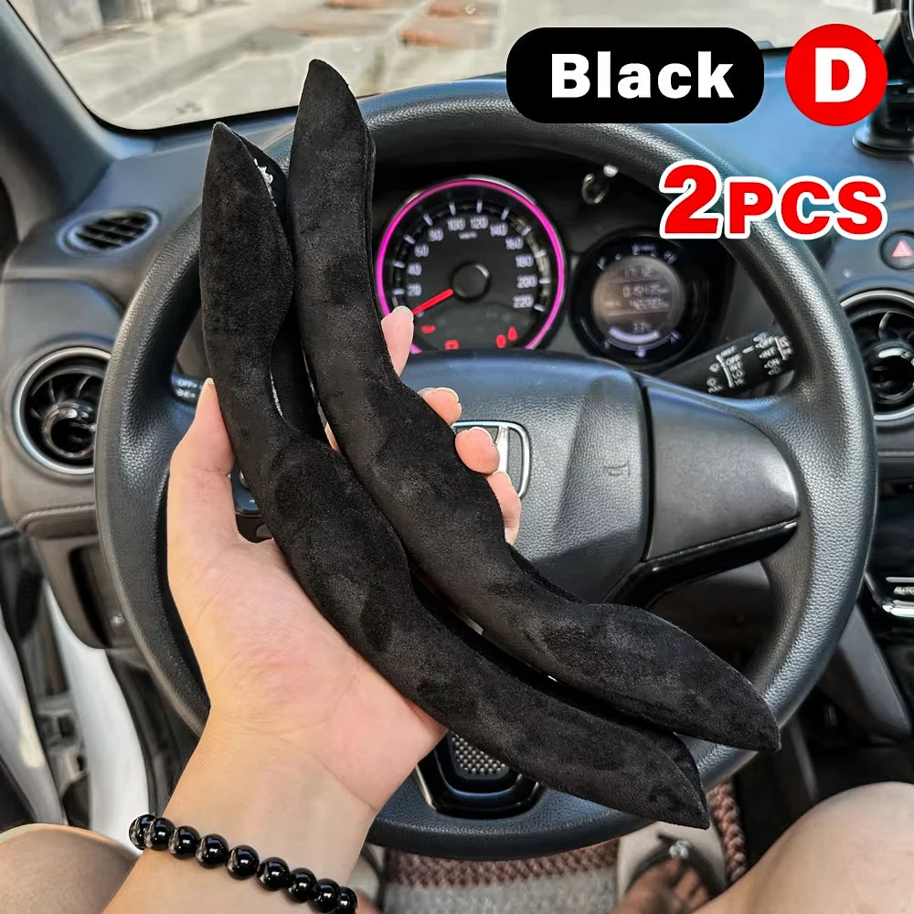 2 PCS Universal Round Car Steering Wheel Cover Carbon Fiber