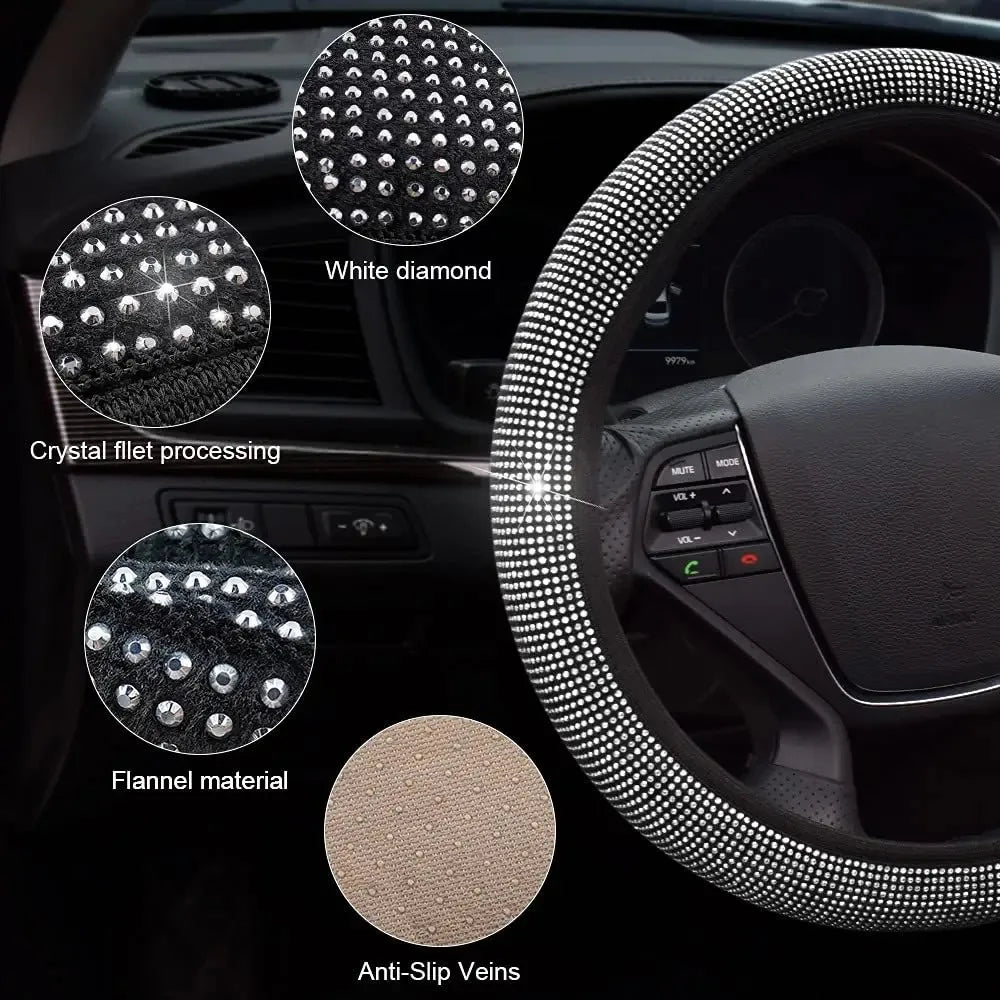 Crystal Steering Wheel Cover Bling Diamond Car Steering Wheel Cover