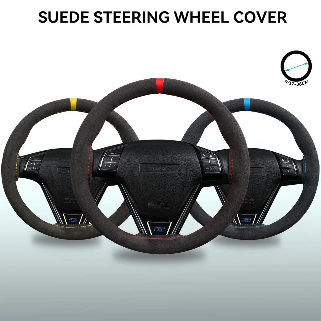 Universal Suede Car Steering Wheel Cover DIY Hand Sewing Soft Leather Braiding