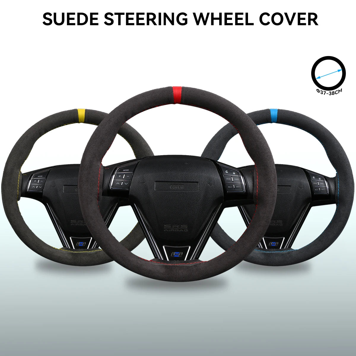 Universal Suede Car Steering Wheel Cover DIY Hand Sewing Soft Leather Braiding