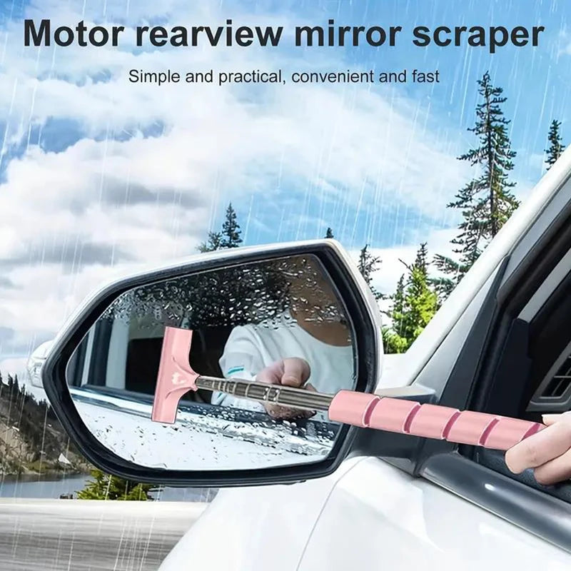 Car Rearview Mirror Wiper Telescopic Handle Durable Stainless Auto Glass Premium Automotive Accessory