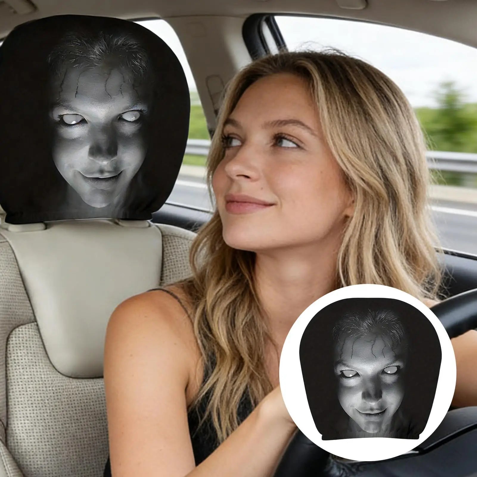 Car Headrest Cover Funny Auto Interior Supplies Head Rest Protector Vehicle