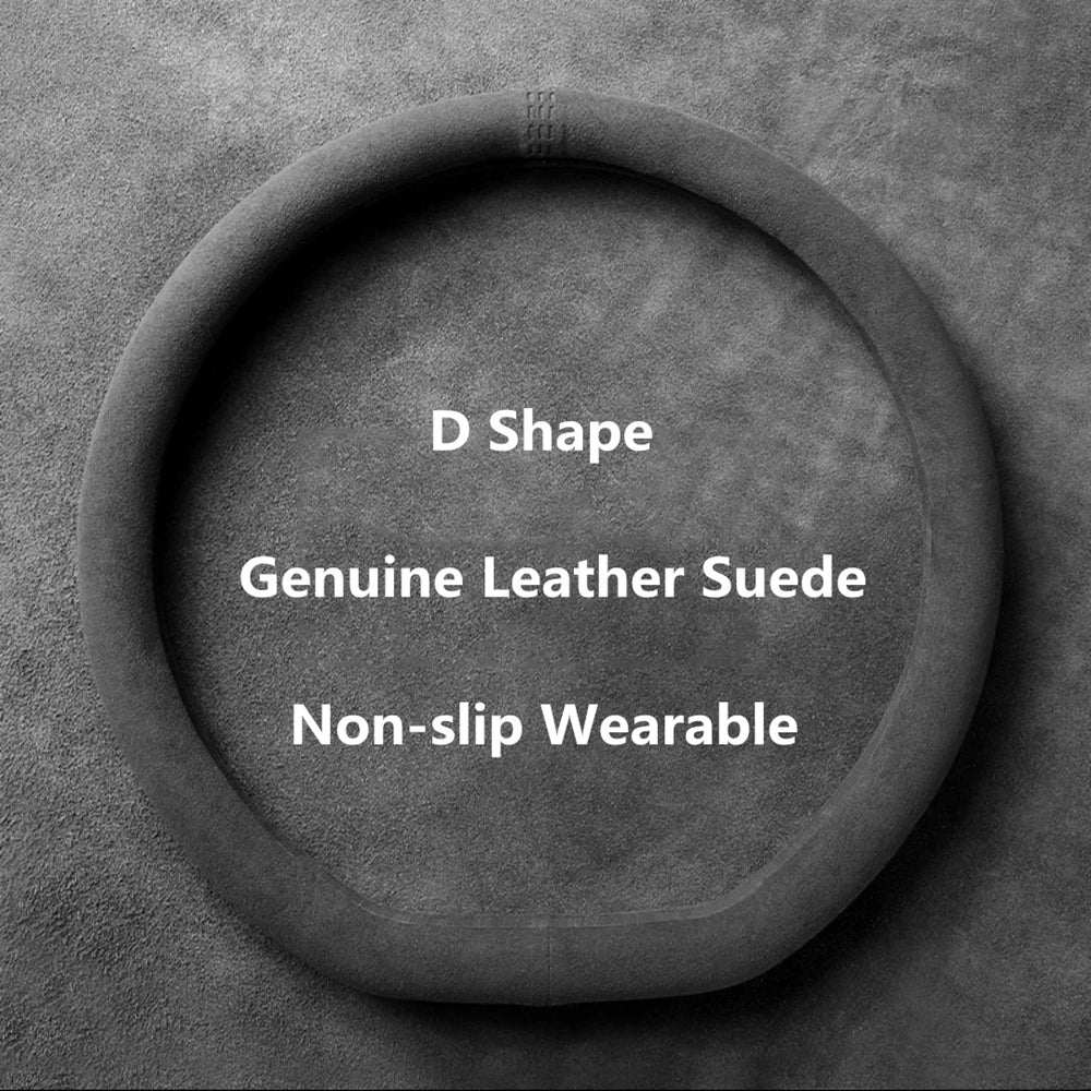 Car Steering Wheel Covers Cowhide Suede Steering Wheel Cover Wrap Universal