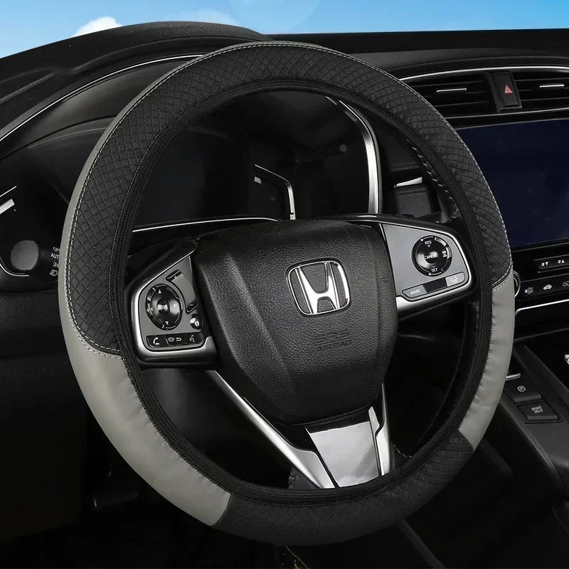 Leather Car Steering-wheel Cover 37CM-38CM Car-styling Interior Accessories