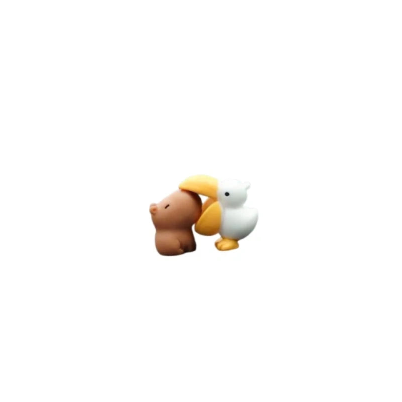 Cute Cartoon Capybara With Duck Mini Car Dashboard Ornament No Eating Colleagues Premium Automotive Accessory