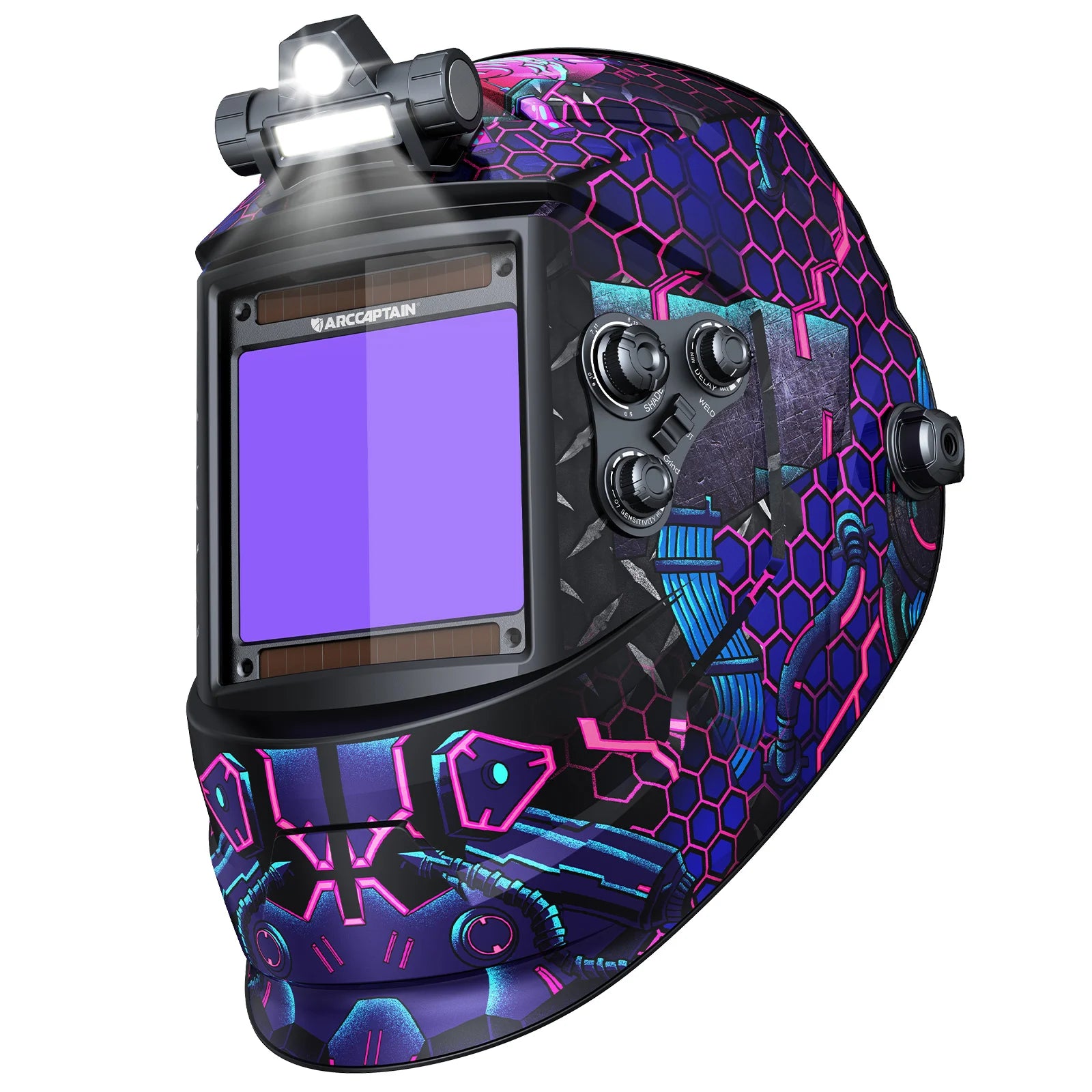 ARCCAPTAIN Welding Mask 4 Arc Sensor Auto Darkening Welding Helmet Large Viewing 3.94" x 3.66" TRUE Color 1/1/1/1 Welder Hood