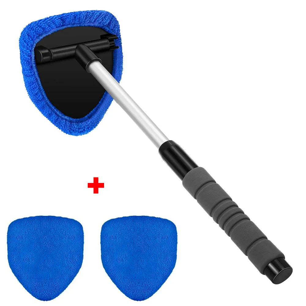 Telescopic Car Window Windshield Cleaning Brush Set Blue Microfiber Window Glass