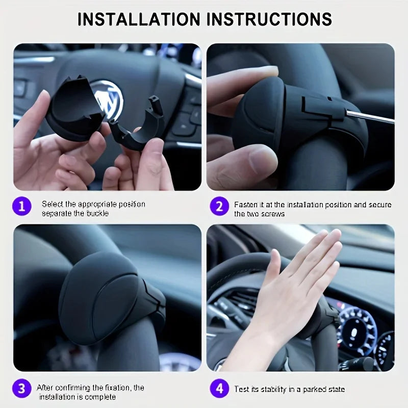 Easy-Grip Silicone Steering Wheel Knob 360° Smooth Rotation One-Hand Operation
