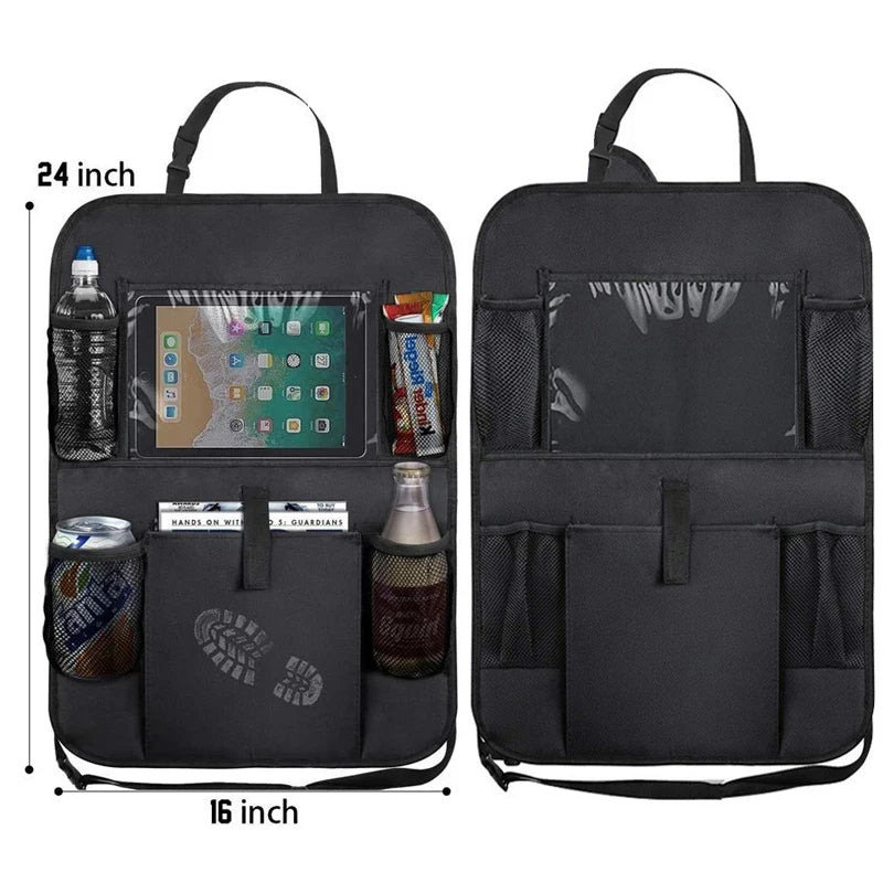 Car Backseat Organizer with Touch Screen Tablet Holder Auto Storage Pockets