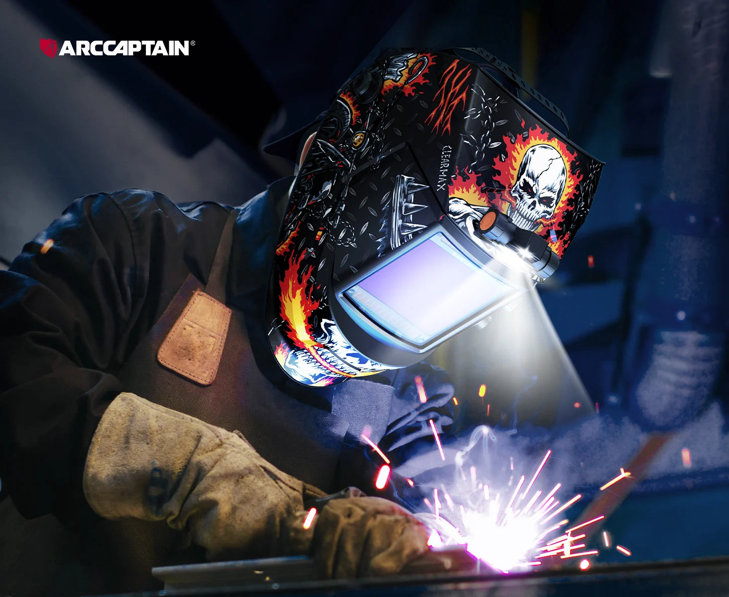 Welding Helmet  - ARCCAPTAIN Auto Darkening Welders Helmet With Light For MIG MAG TIG Cutting 4 Arc Sensor True Color Welder Face Cap