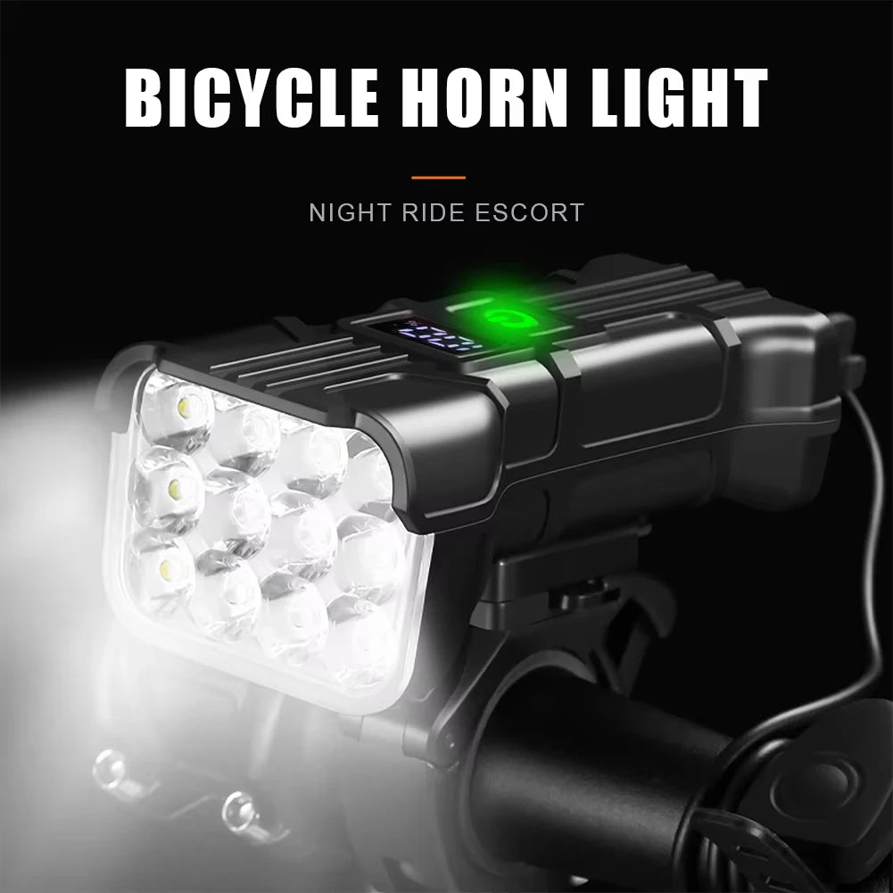 Bicycle Front Rear Light 1800mAh LED Bike Light 6500K Bike Head Lamp Flashlight 360 Rotation 500LM with Horn Bicycle Accessories