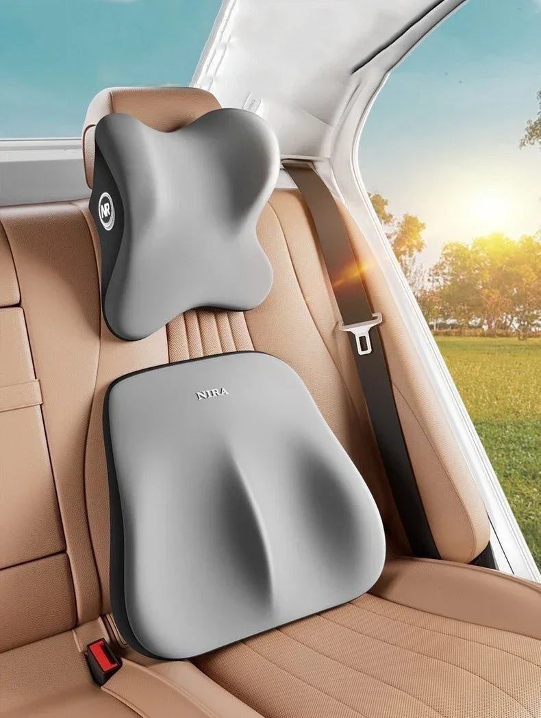 Memory Foam Car Universal Headrest Lumbar Cushion Back Pillow Interior Protector