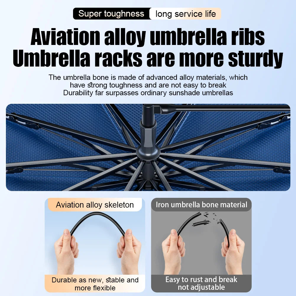 Car Sunshade Windshield Umbrella with 360° Rotation Bendable Handle Front Window