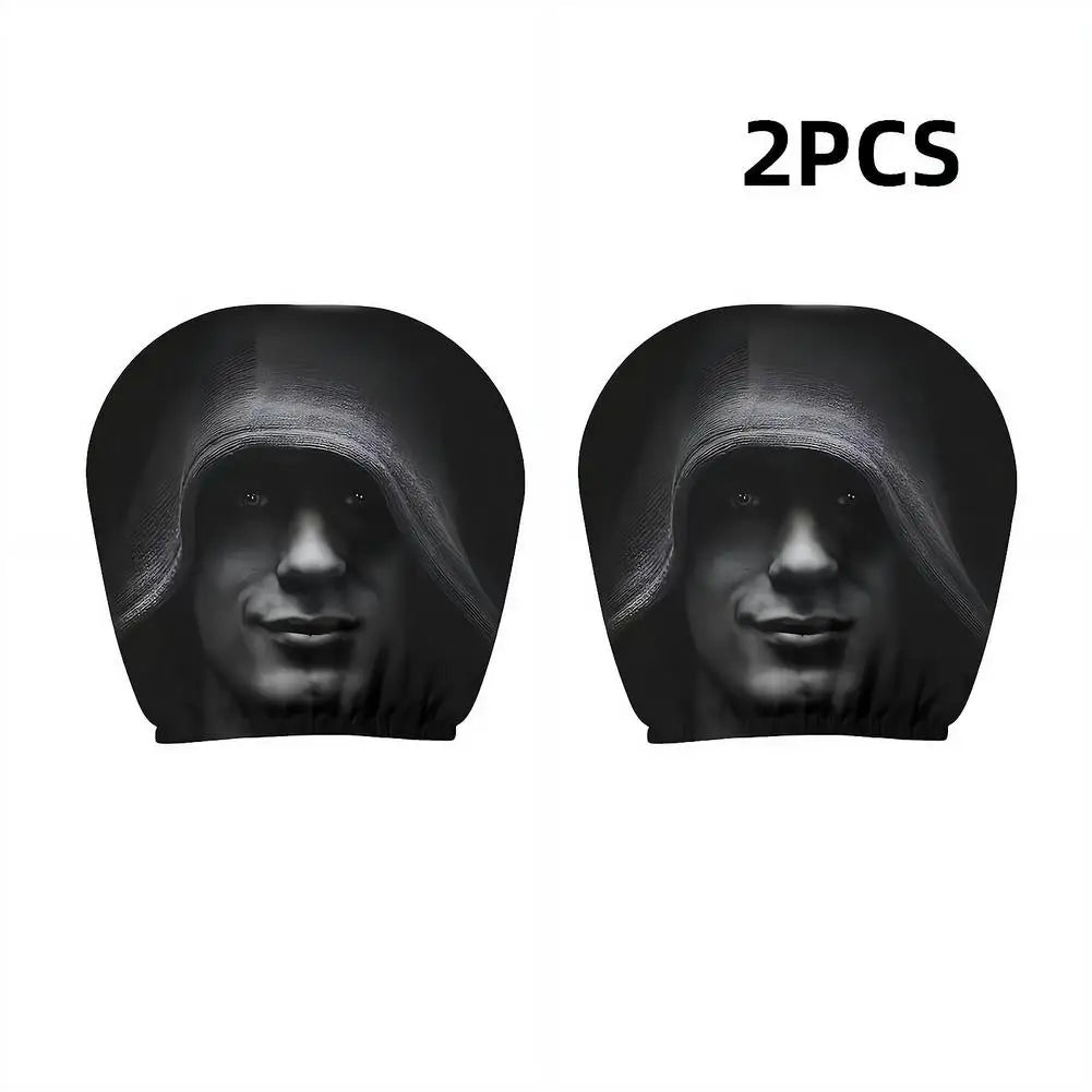 1 Pair High quality Universal Fit Car Headrest Covers Funny Mysterious Printed