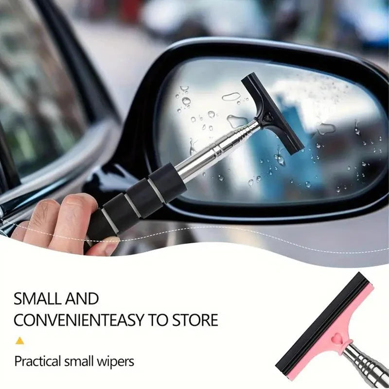 Car Rearview Mirror Wiper Telescopic Handle Durable Stainless Auto Glass Premium Automotive Accessory