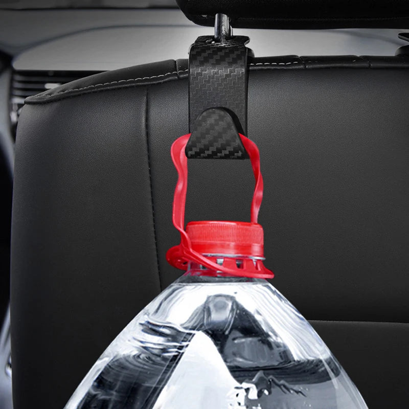 4Pcs Carbon Fibre Hook Car Seat Headrest Auto Back Organizer Hanger Interior
