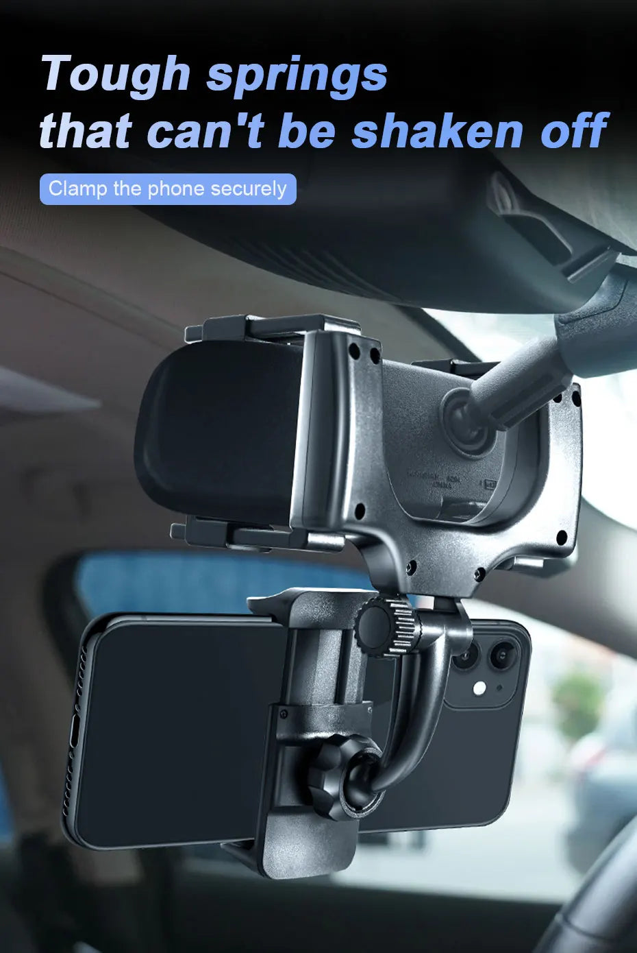 SEAMETAL Rearview Mirror Phone Holder for Car Free Rotation Adjustment Bracket