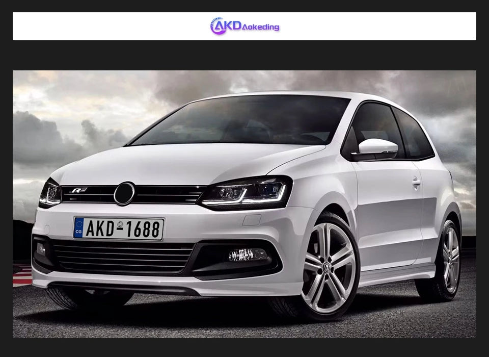 AKD LED Car Lights for VW Polo Headlight  2011-2017 Volkswagen Vento LED Projector Lens Head Lamp DRL Hid Head Lamp Bi Xenon Beam Accessories