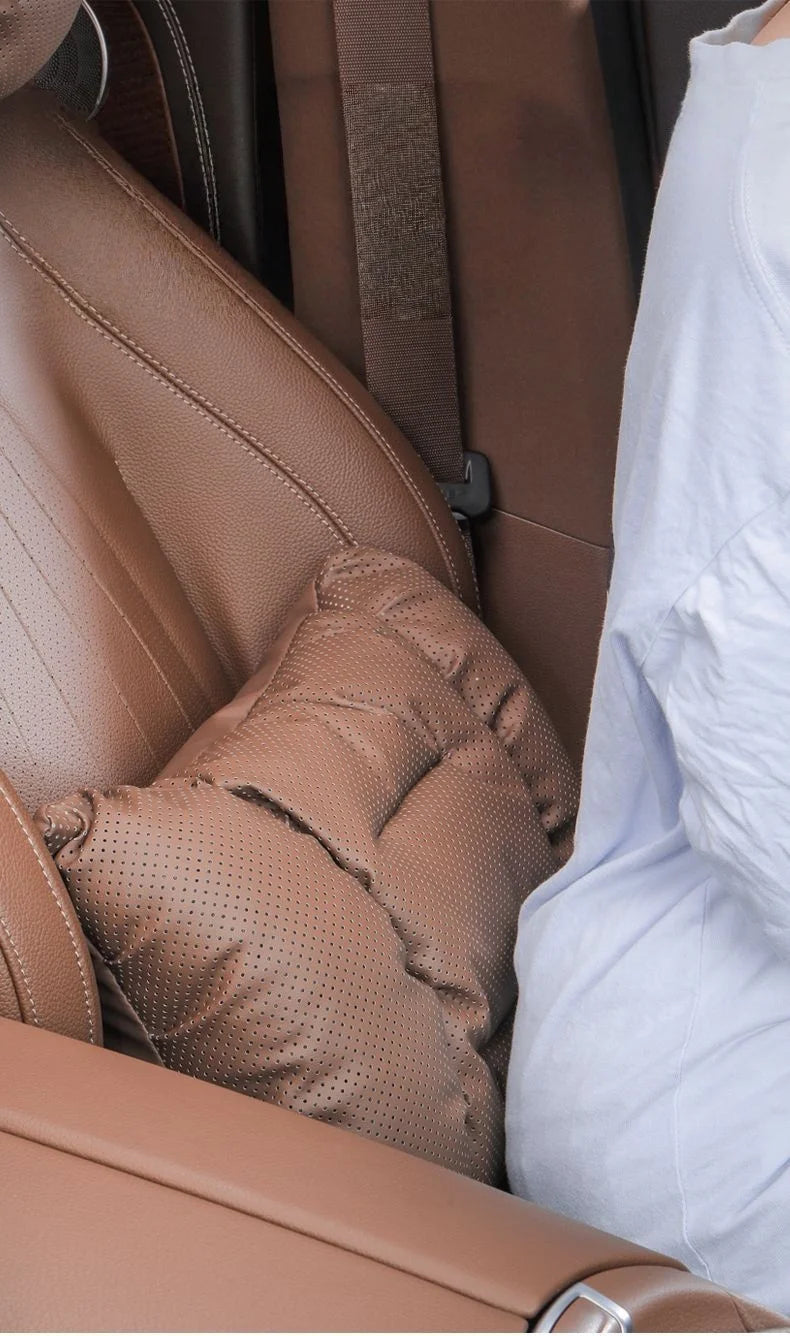 Memory Leather Car Headrest Neck Support Backrest Breathable Punched Design