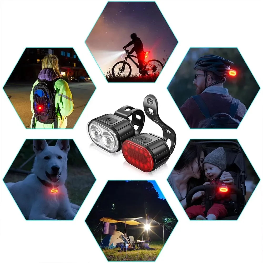 Cycling Bicycle Front Rear Light Set Bike USB Charge Headlight Light MTB Waterproof Taillight LED Lantern Bicycle Accessories