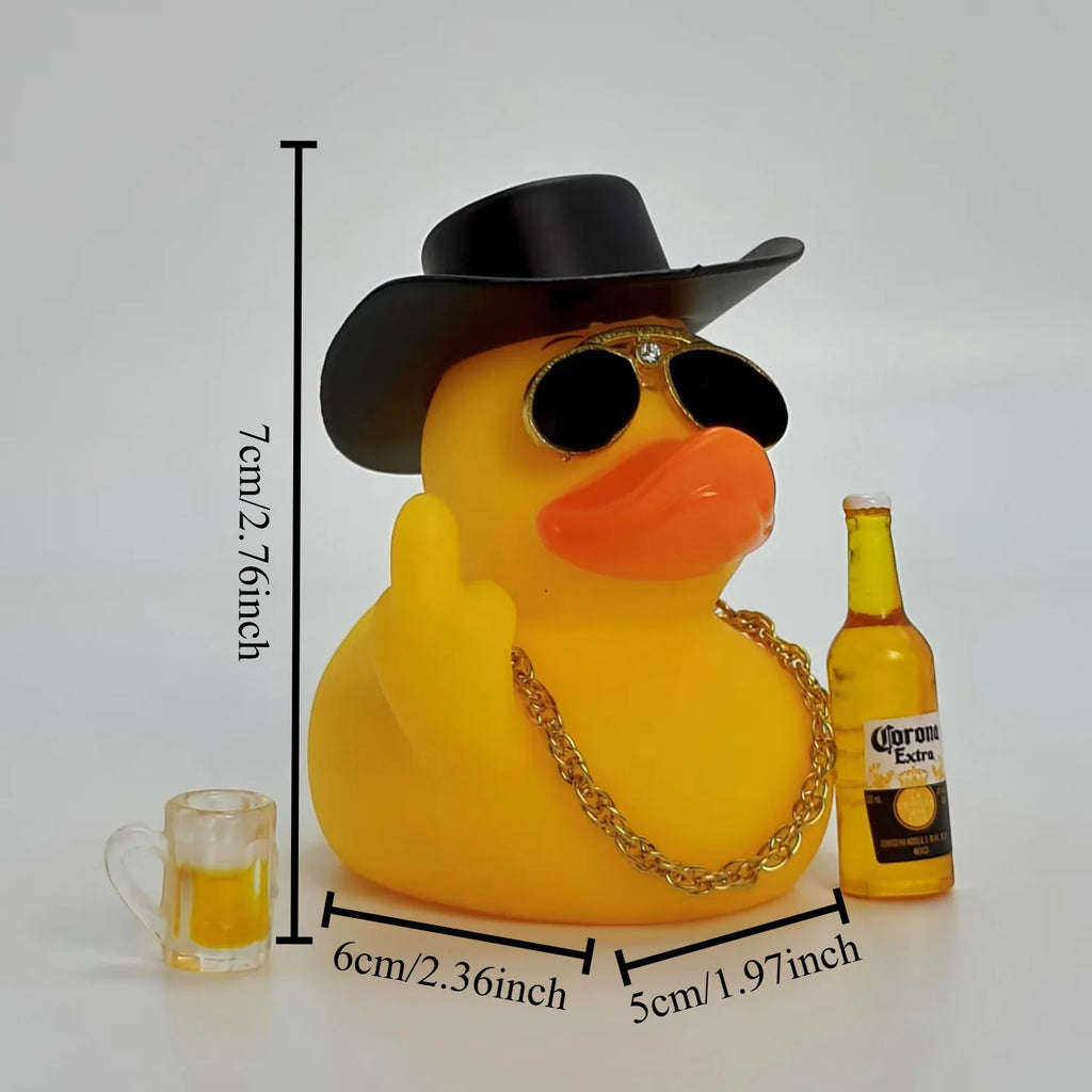 Funny Middle Finger Duck Car Dashboard Decoration Cool Rubber with Small Wine Premium Automotive Accessory