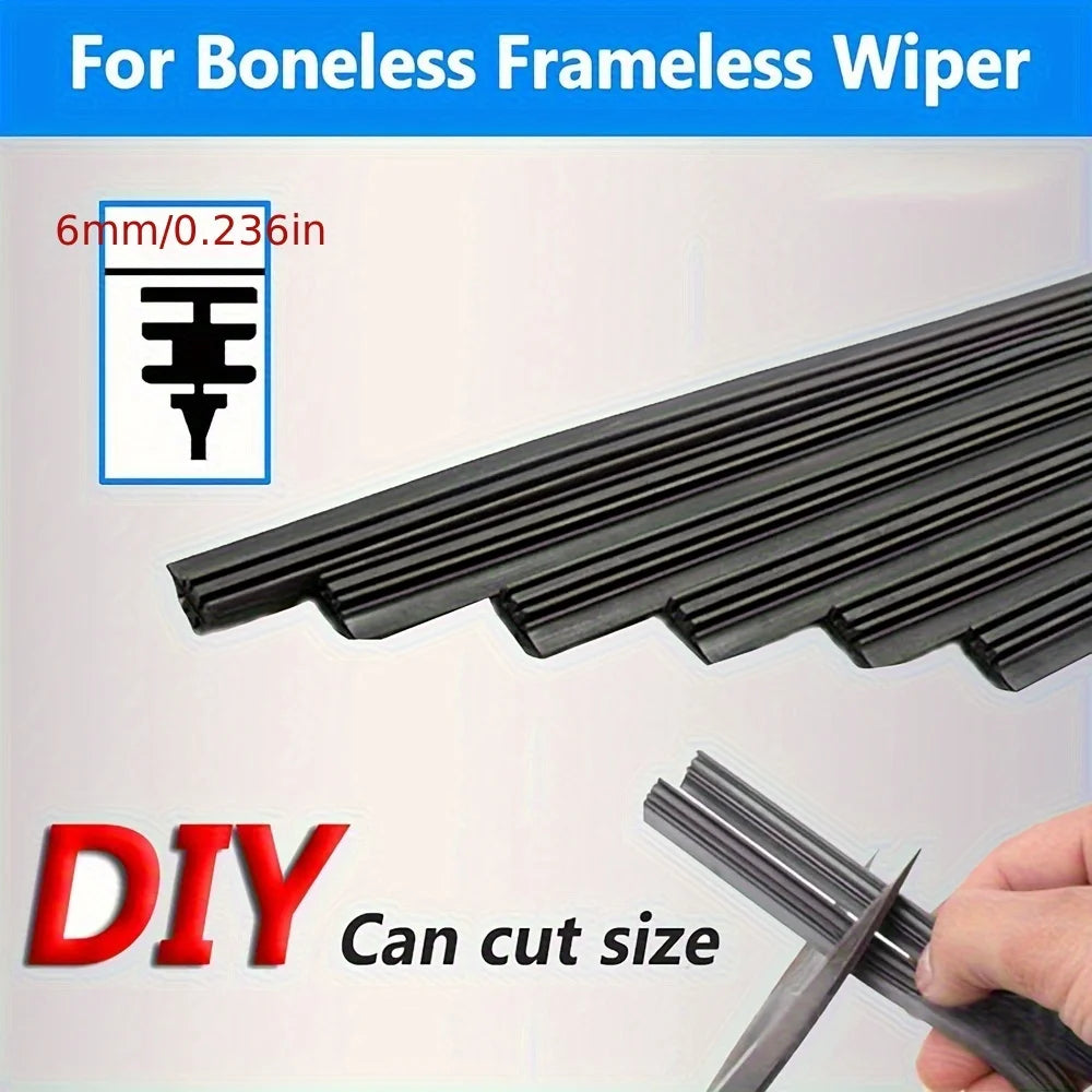 4Pcs 28inch 6mm Universal Car Rubber Frameless Windshield Wiper Blade Refill Premium Automotive Accessory