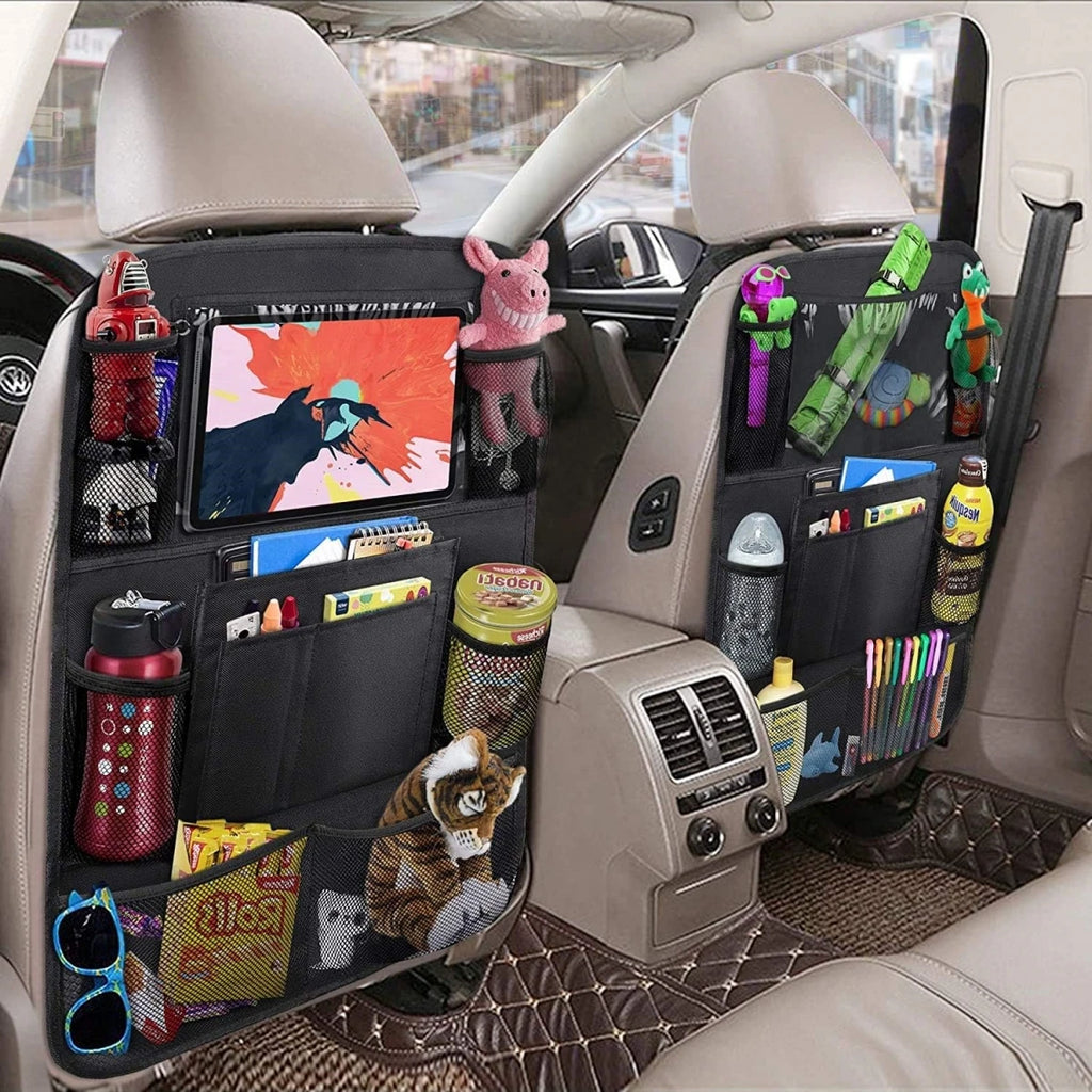 Car Seat Back Organizer 10 Storage Pockets with Touch Screen Tablet Holder