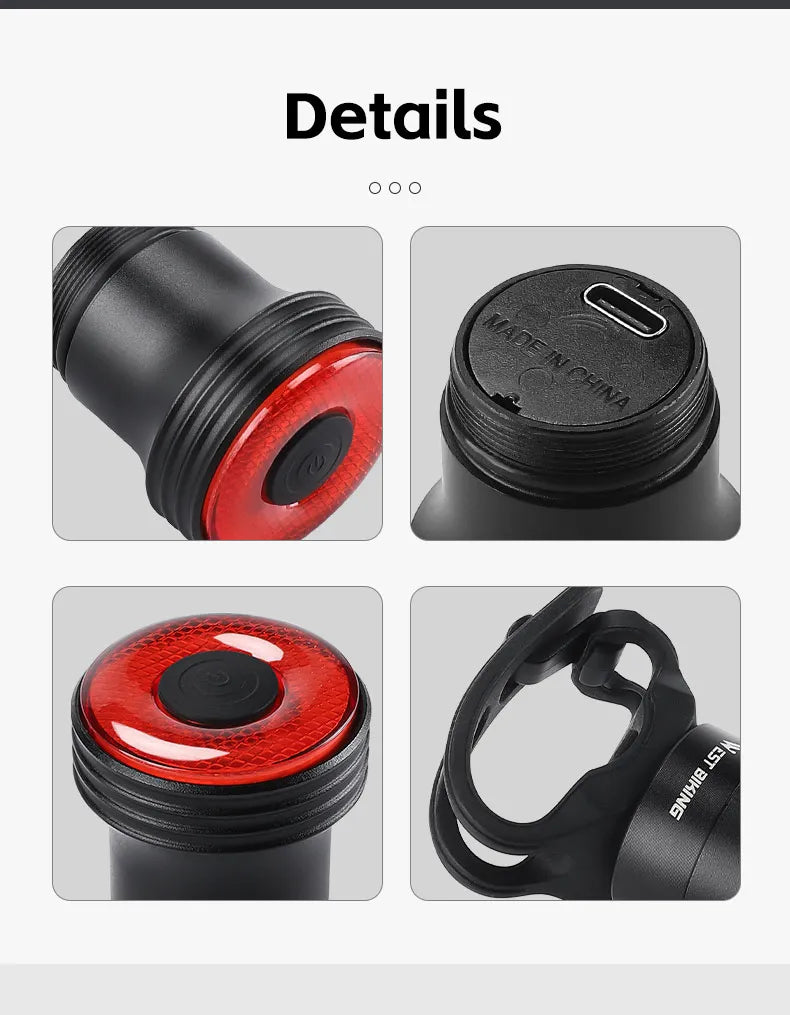 WEST BIKING Bike Tail Light Smart Sensing MTB Road Bike Rear Light  IPX6 Waterproof Type-C Charging Taillight Cycling Accessory