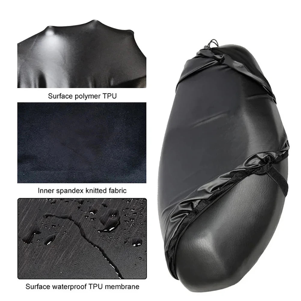 Motorcycle Seat Cover Waterproof Sunscreen Dust UV Protector Cushion Elastic PU
