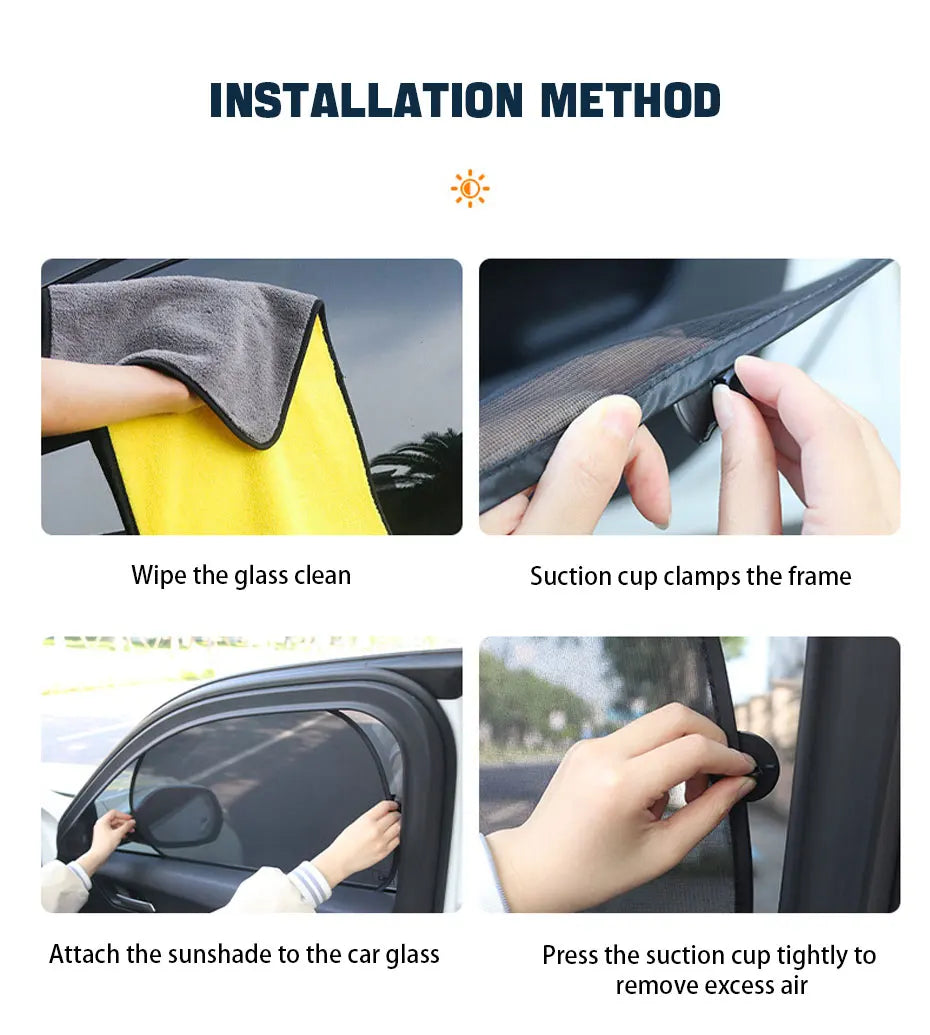 Car Sun Shade Side Window Curtain Front Rear Window Sunshade Summer UV Blocking