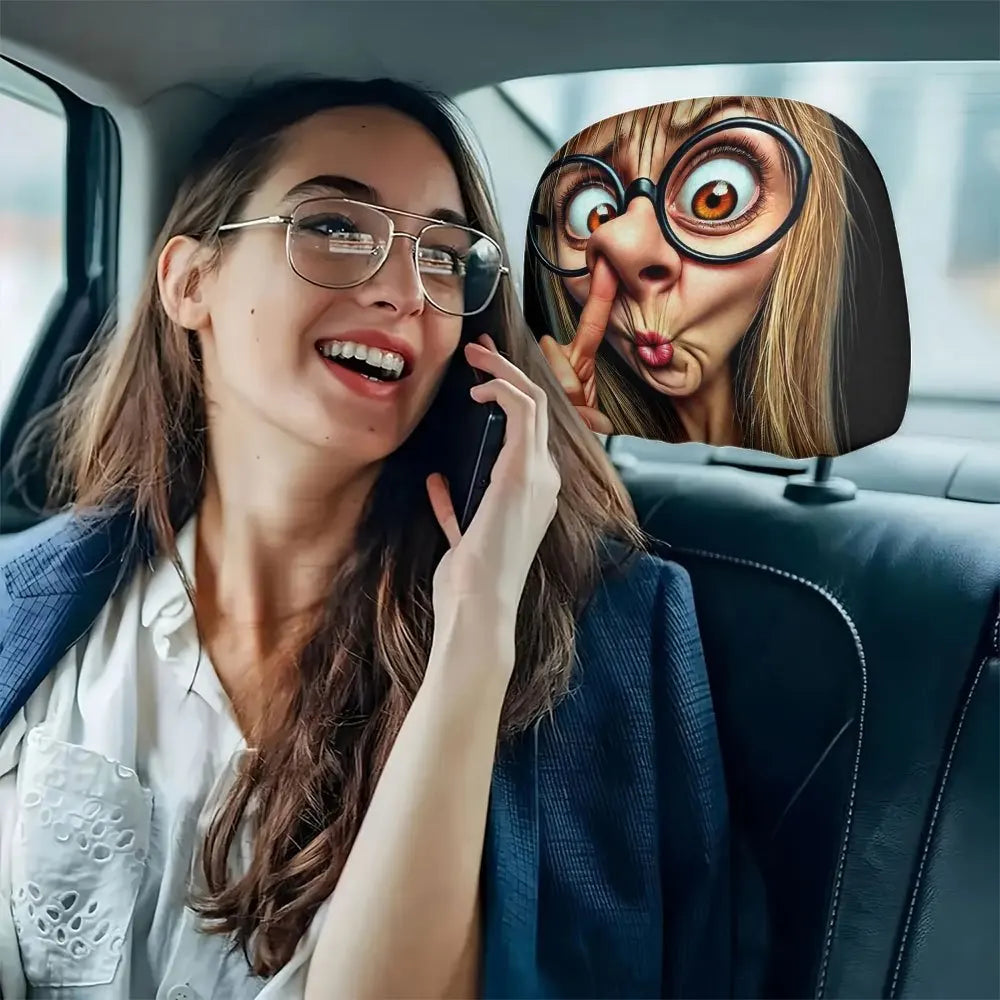 Fun Drive Car Headrest Cover Washable Easy To Install Personalized Interior