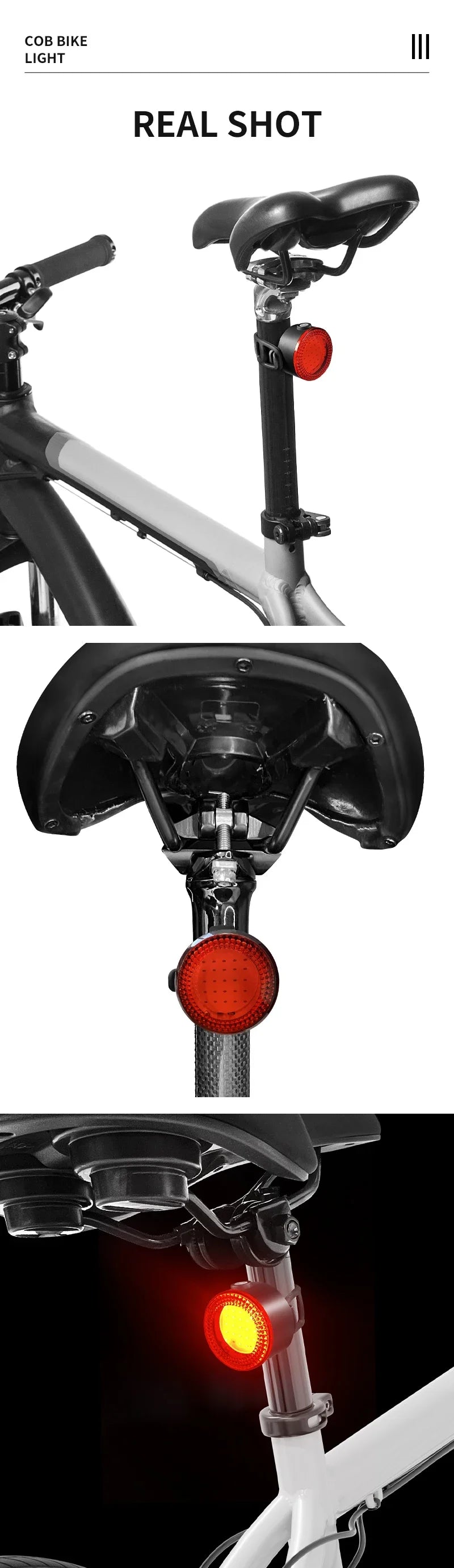 BUCKLOS Bike Light COB Front Rear Bicycle Lights LED Rechargeable Mountain Road Bicycle Lamp MTB Tail Light Cycling Flashlight