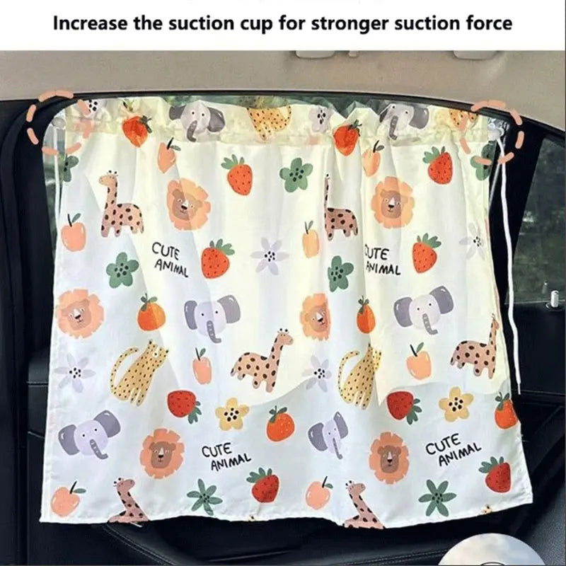 Suction Cup Curtain In The Car Window Sunshade Cover Cartoon Universal Side