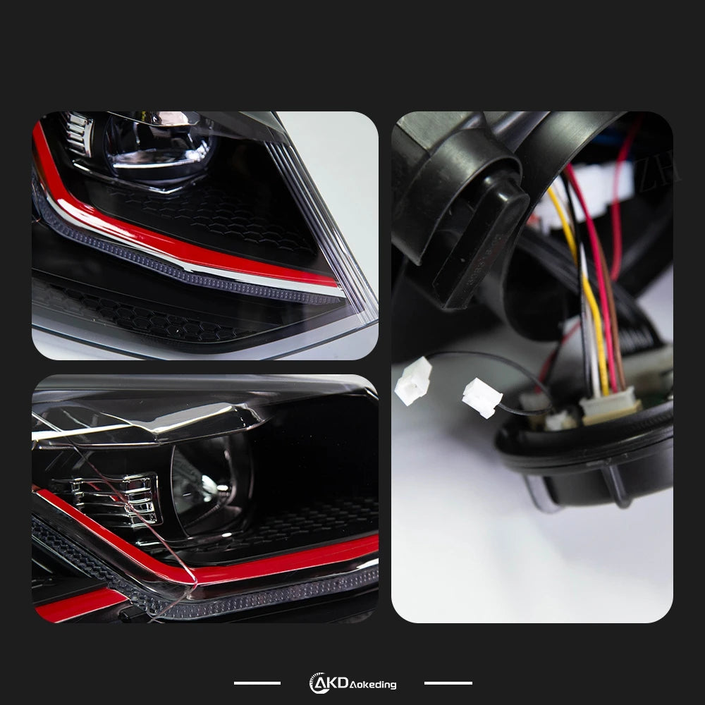 AKD LED Car Lights for VW Polo Headlight  2011-2017 Volkswagen Vento LED Projector Lens Head Lamp DRL Hid Head Lamp Bi Xenon Beam Accessories