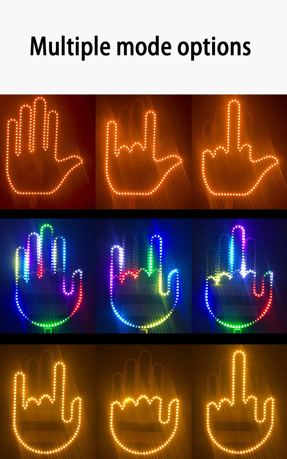 Car Finger Light With Remote Control Cool Funny Led Lighting Road Rage Middle Premium Automotive Accessory