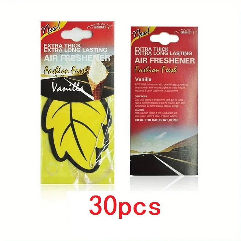 3-60pcs Car Air Freshener Natural Scented Tea Paper Auto Hanging Vanilla Perfume