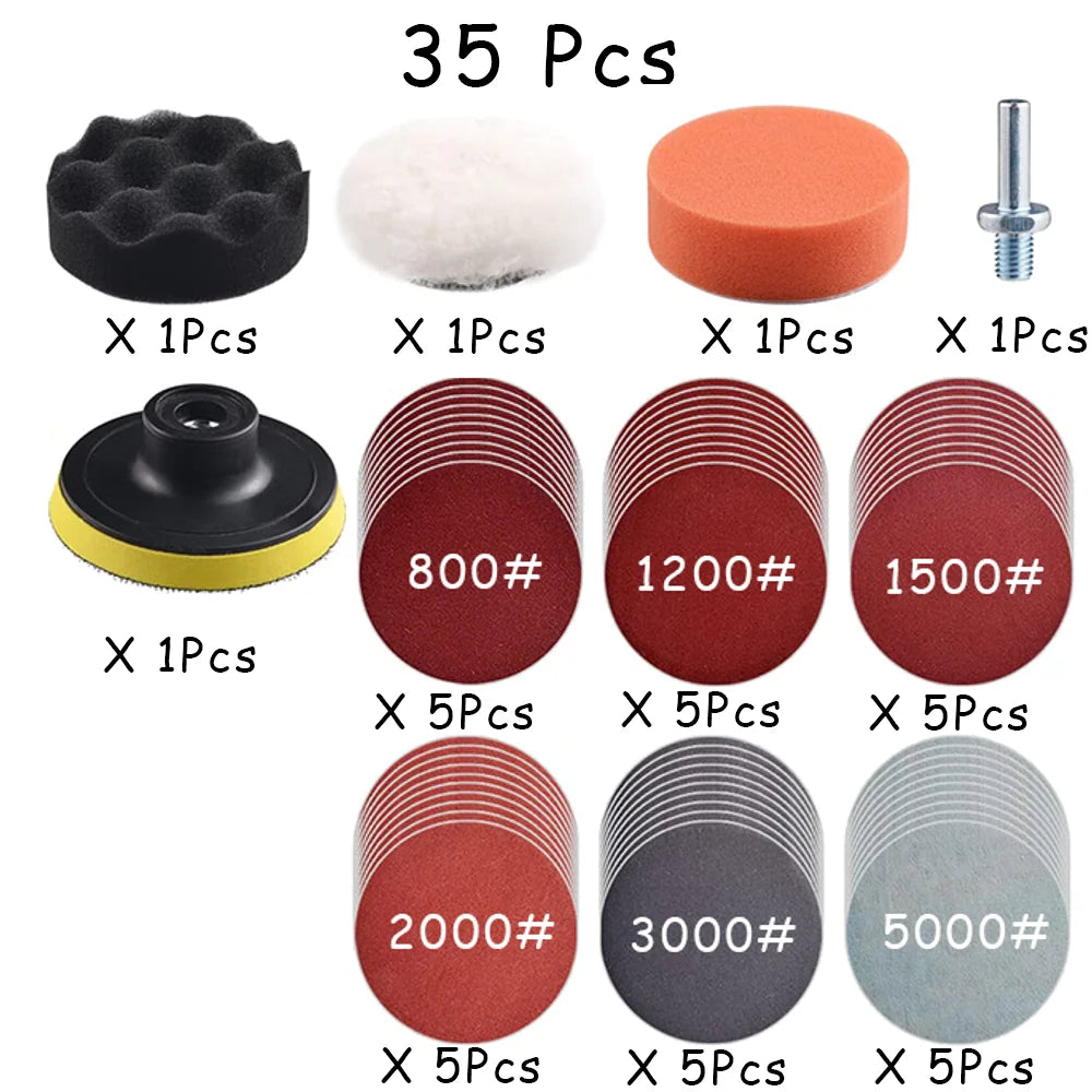 15-65 Pcs Car Headlight Repair Restoration Kit 3 Inch 75mm Sanding Plate Waxing Sponge Sanding Pad for Polishing and Sanding