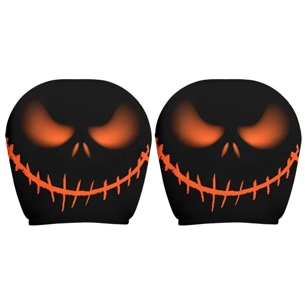 1 Pair Universal Funny Car Headrest Cover Decor Big-eyed Cartoon Print Interior