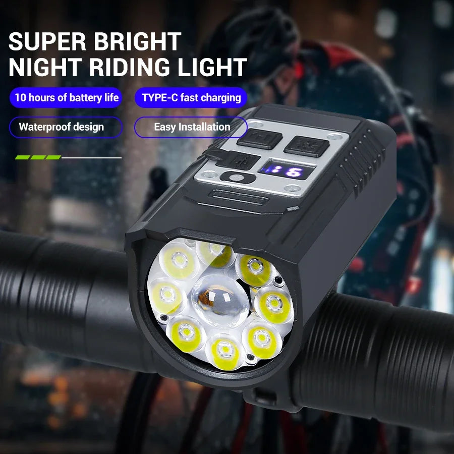 9 LED Bicycle Headlight USB Rechargeable Bike Lamp Super Bright Handlebar Lights Outdoor Waterproof Cycling  Front Light