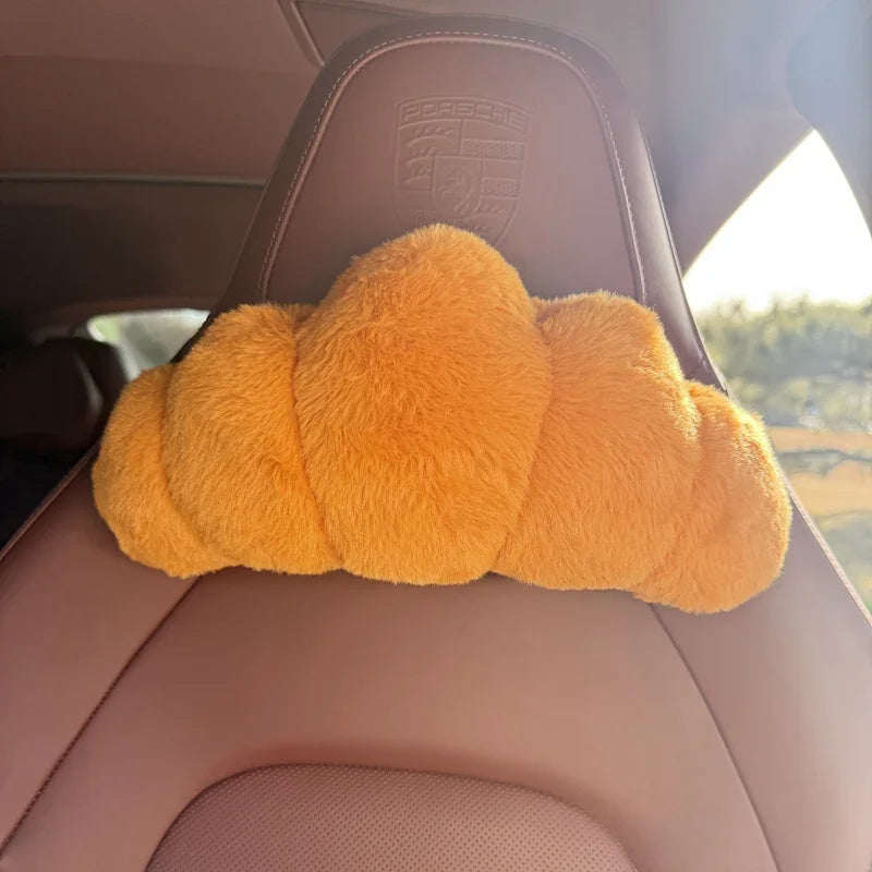Cute Croissant Car Headrest Neck Pillow Plush Bread Seat Belt Cover Head