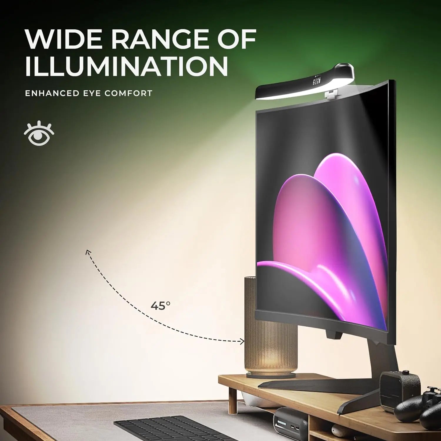 Monitor Light Bar Curved, RGB LED Computer Monitor Light Bar Desk Lamp