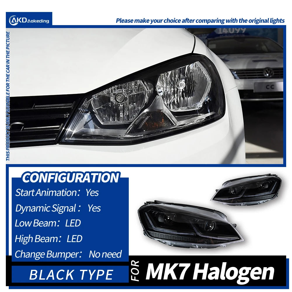 AKD Car Styling for VW Golf 7 MK7 LED Headlight 2013-2016 Golf7 DRL Dynamic Signal Head Lamp Projector Automotive Accessories
