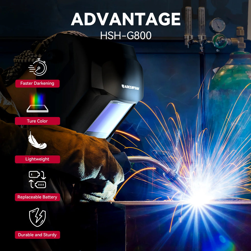 ARCCAPTAIN Welding Helmet Auto Darkening 1/1/1/1 Solar Powered 4 Arc Sensor 1/25000s Welding Hood Face Mask For MIG MAG ARC TIG